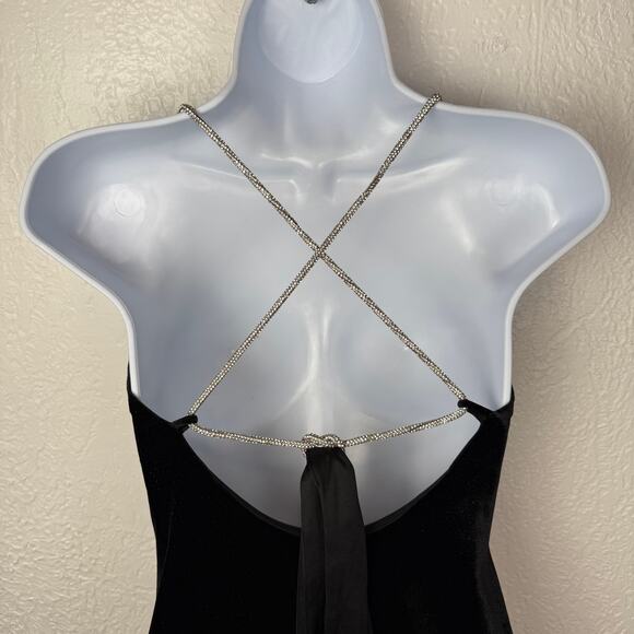 Lucy in the Sky Glitter Velvet Bodycon Dress in Black Size Small - Picture 4 of 7